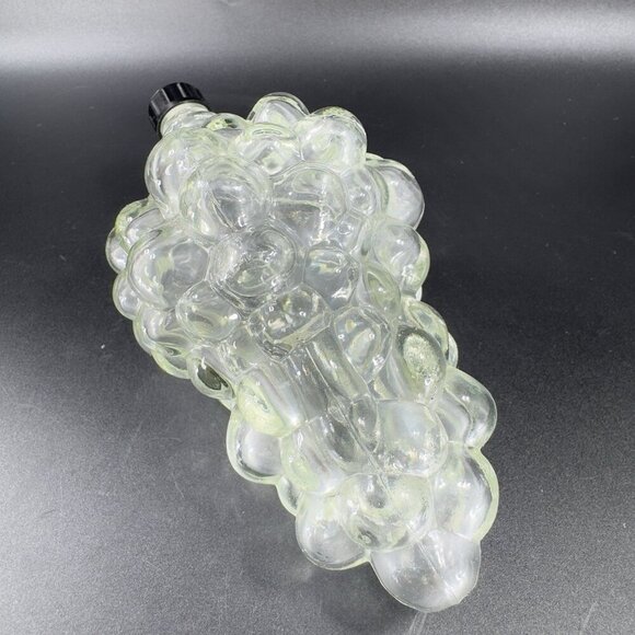 Vintage Clear Glass Grape Cluster Shaped Vanity Wine Bottle Decanter With Lid - Picture 9 of 13
